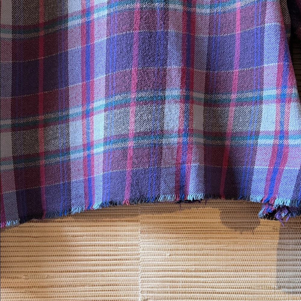 John Elliott Plaid Button-Down Shirt in Purple and Red - Picture 6 of 11